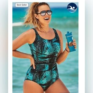 Swimsuits for All | Chlorine Resistant Spliced Tank One Piece Swimsuit | size 24